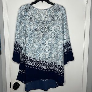 Princess Cruises blue white Mediterranean style top